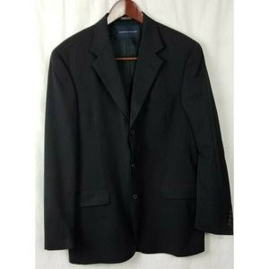 Tommy Hilfiger Mens Sport Coat Size 41L Navy Blue Pinstripe Wool